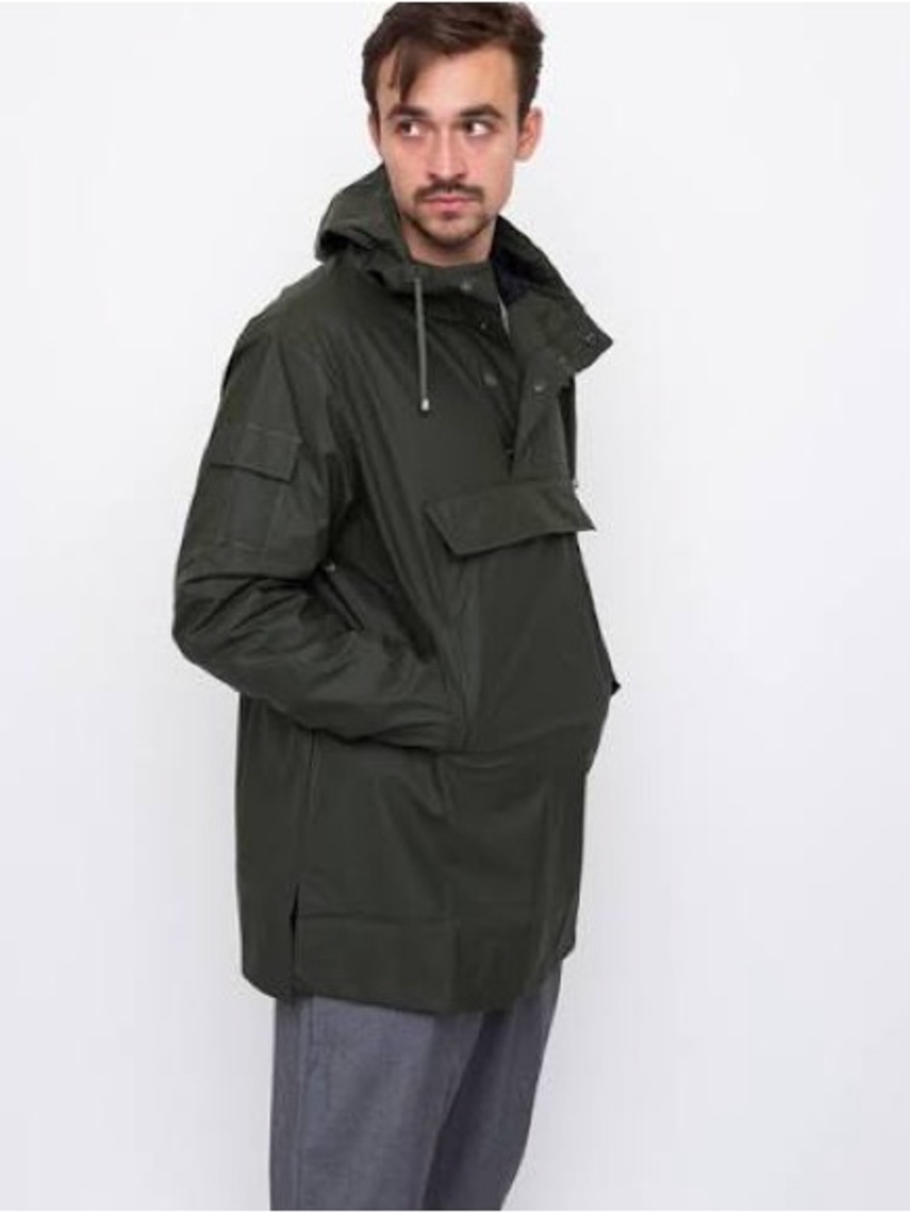 Rains Camp Anorak Unisex Glossy Waterproof Rain Jacket in Deep Green Size XS/S